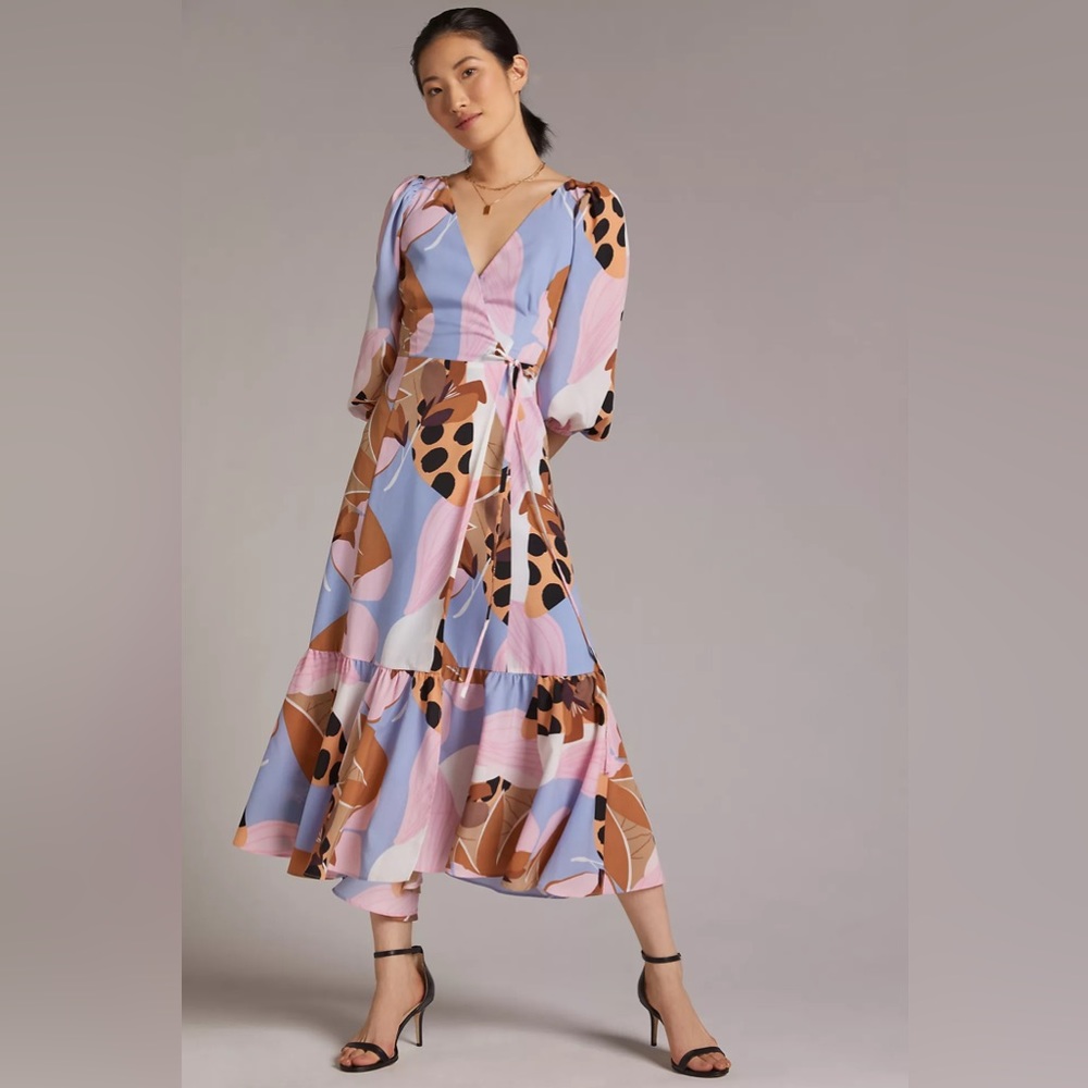 Anthropologie Bloom Wrap Midi Dress Hutch - Picture 1 of 10